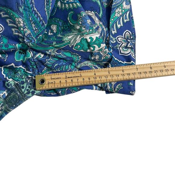 Lauren Ralph Lauren Womens Shorts Size 10 Blue Cuffed Paisley High Rise Zip Fly - Picture 8 of 9